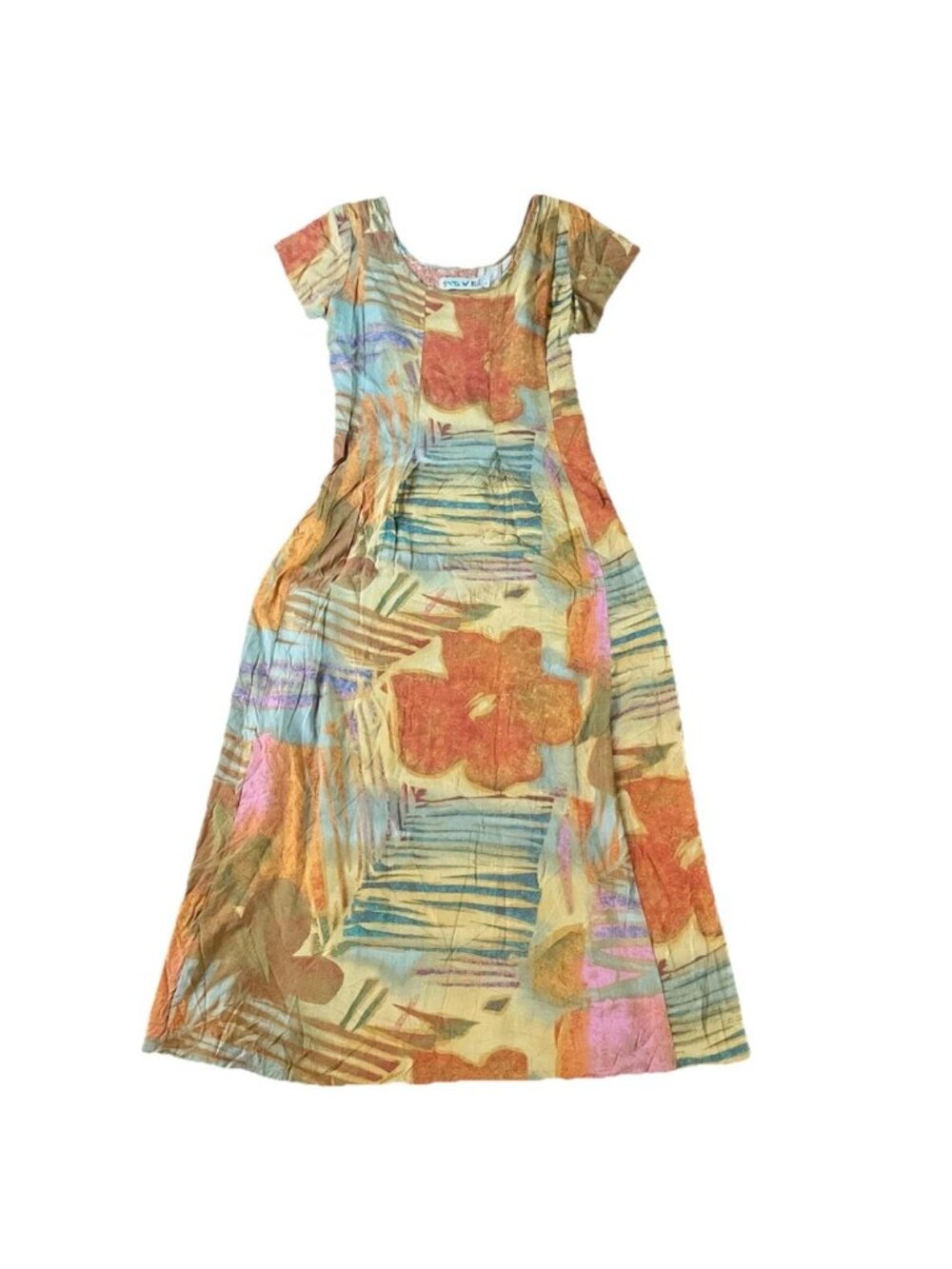 Jams World Vintage Womens Hawaiian Floral Dress Small Summer Multicolor Boho